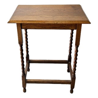 Small Antique Edwardian Oak Barley Twist Occasional Side Table, 1900s-1920s For Sale