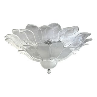 Modern Transparent and Sanded Petals Murano Style Glass Flush Mount by Simoeng For Sale
