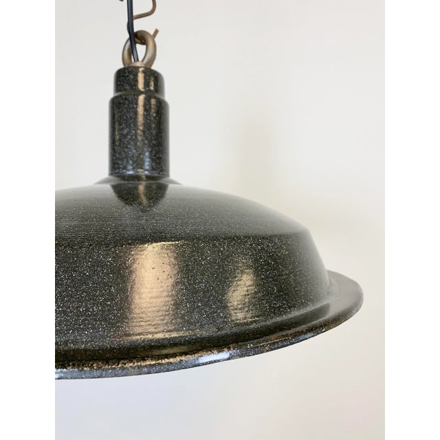 1950s Industrial Dark Gray Enamel Hanging Lamp, 1950s For Sale - Image 5 of 11