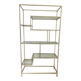 Contemporary Hooker Etagere; Glass and Iron in Champagne Finish For Sale