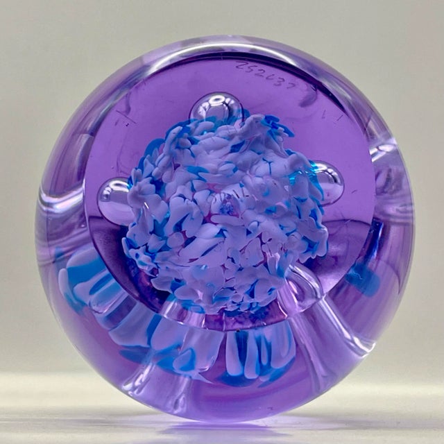 Purple & Blue Art Glass Paperweight For Sale - Image 10 of 10