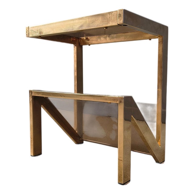 Brass Magazine Rack attributed to Belgochrom, 1970s For Sale