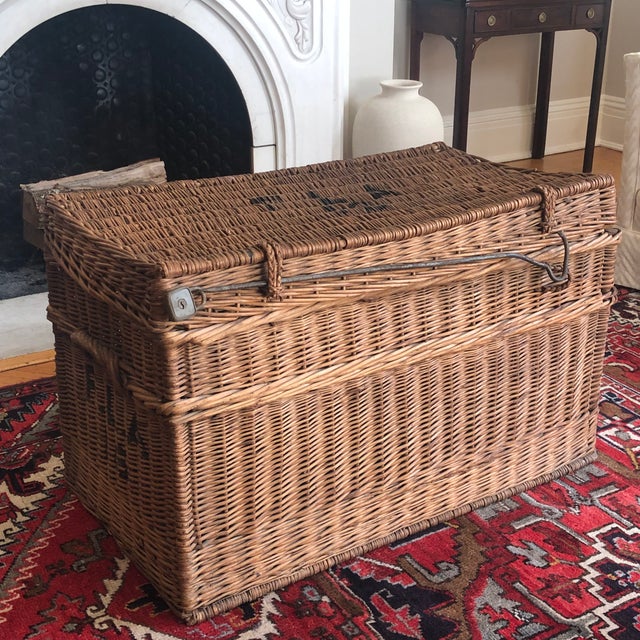 Large Antique French Wicker Travel Trunk Chairish