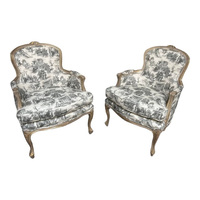 Pair of Vintage Bergere Chairs For Sale