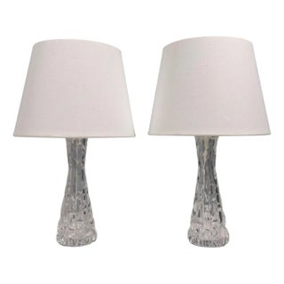 1960s Mid Century Modern Carl Fagerlund, Table Lamps, Textured Glass, Chrome For Sale