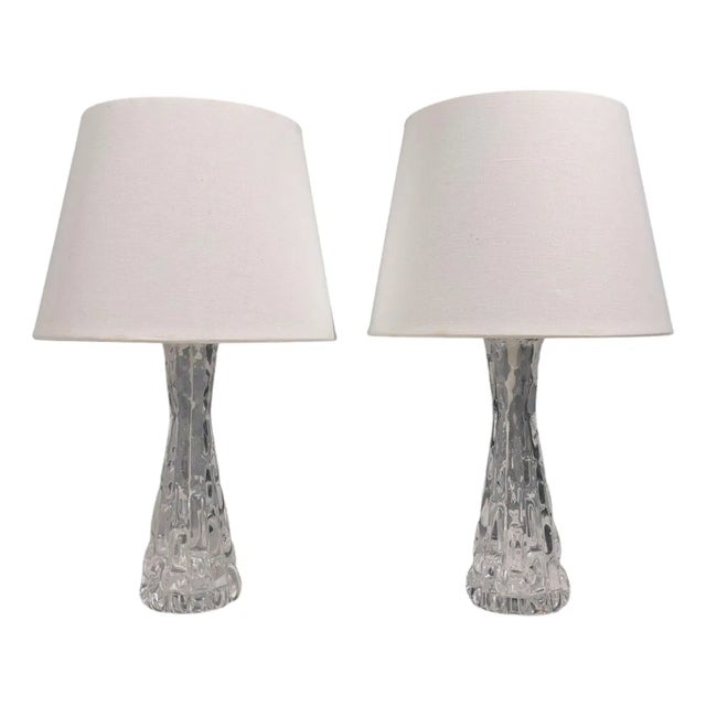 1960s Mid Century Modern Carl Fagerlund, Table Lamps, Textured Glass, Chrome For Sale