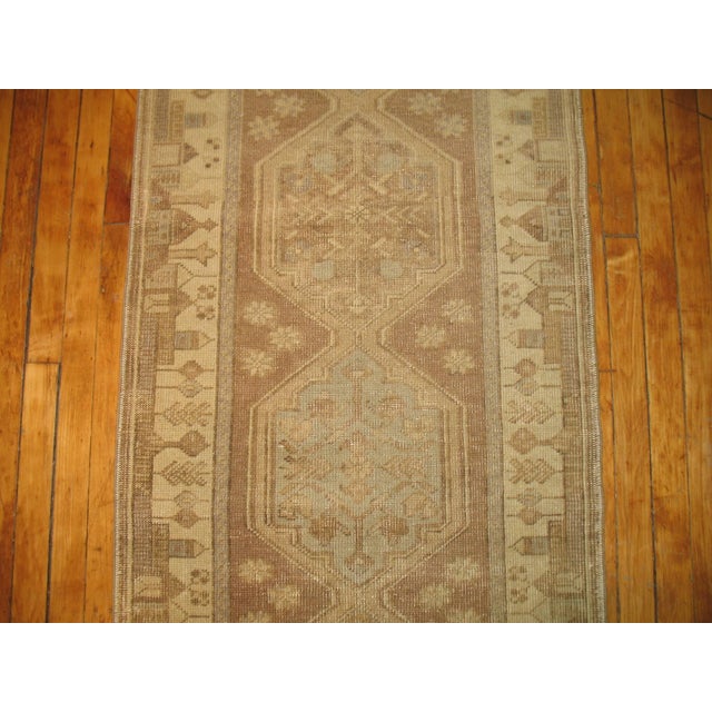 Early 21st Century Early 21st Century Neutral Brown Geometric Turkish Scenic Runner - 2'5" x 12'3" For Sale - Image 5 of 5