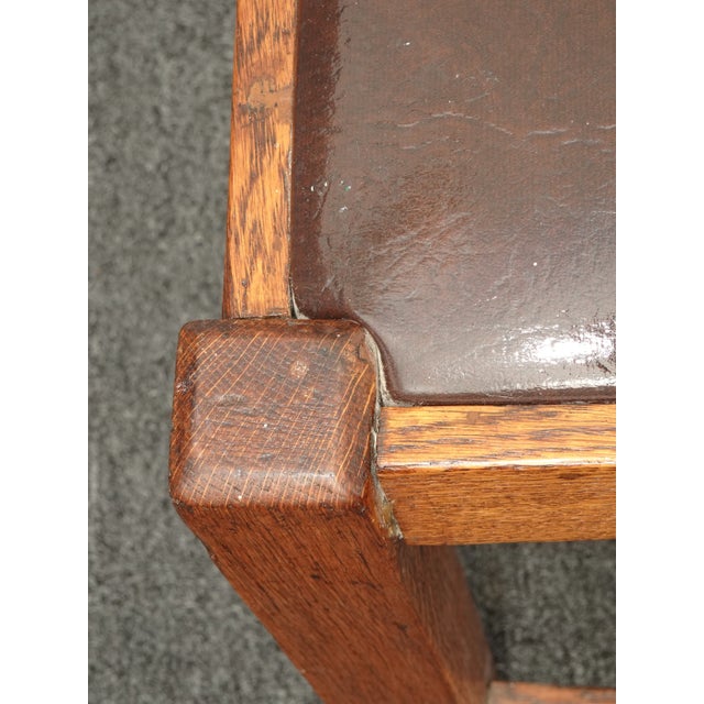 Vintage French Country Mission Style Brown Stool Bench For Sale In Los Angeles - Image 6 of 13