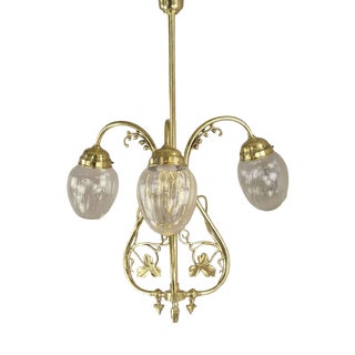 Art Nouveau Three-Light French Chandelier, 1900s For Sale
