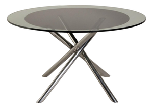 Round Nodo Table in Chromed Steel and Glass attributed to Carlo Bartoli for Tisettanta, 1970s