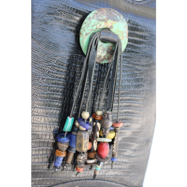 1970s 1970s Lizard Skin Gem Tassels Crossbody Bag For Sale - Image 5 of 10