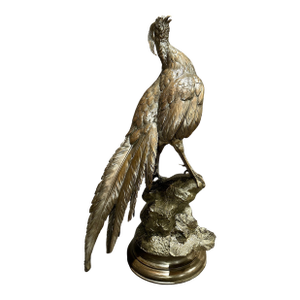 Late 19th Century Life Size Bronze Figure Of A Standing Pheasant By Ferdinand Pautrot
