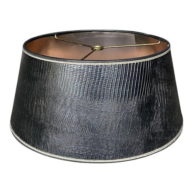 Vintage Mid-Century Stiffel Style Faux Alligator Bouillotte Lamp Shade For Sale