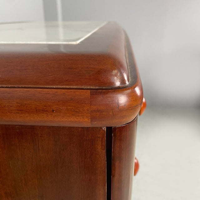 Brown Art Deco Italian Chest of Drawers in Wood and Marble, 1930s For Sale - Image 8 of 18