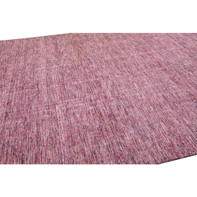 Modern Apadana's Groove Bamboo/Silk Handmade Red Rug For Sale - Image 9 of 11