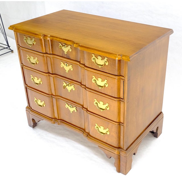 Mid 20th Century Very Fine Solid Tiger Maple Block Front Bracket Feet Bachelor Dresser Chest For Sale - Image 5 of 18