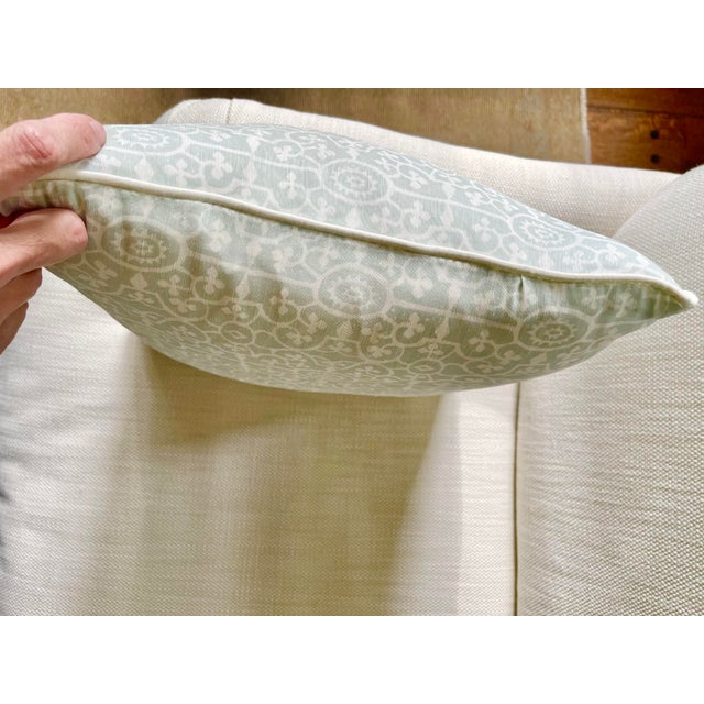 Traditional Designer Pillow in Raoul Patra Robin's Egg Silk / Hemp For Sale - Image 3 of 4