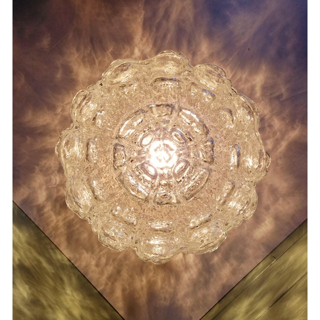 Metal Ceiling Light in Brass and Textured Clear Glass by Helena Tynell for Glashütte Limburg, 1970 For Sale - Image 7 of 16