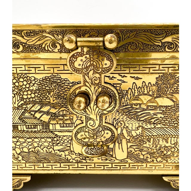 Vintage Chinese Etched Brass Box For Sale - Image 4 of 11