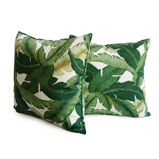English Outdoor Banana Leaf Accent Pillow For Sale - Image 3 of 5