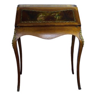 Antique Edwardian French Secretaire with Hand Painted Facade by Henri Martin, 1890s For Sale