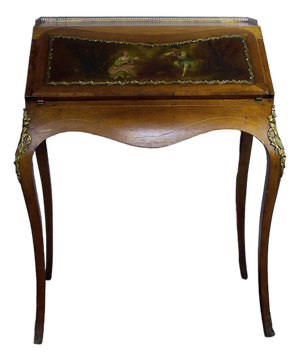Antique Edwardian French Secretaire with Hand Painted Facade by Henri Martin, 1890s