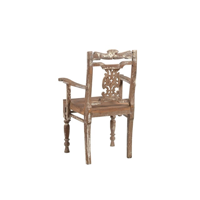 English Pair of Vintage Anglo-Indian Teakwood Chairs For Sale - Image 3 of 4