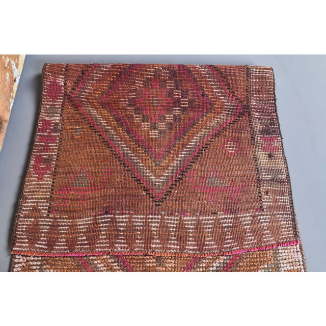Orange Vintage Coral-Red, Orange Turkish Hand-Knotted Runner For Sale - Image 8 of 9