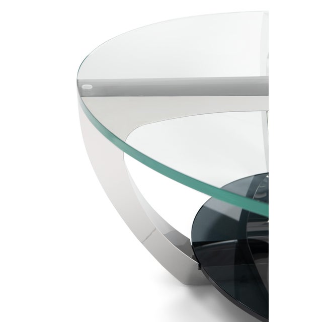Modern Greg Sheres Style Stainless Steel and Glass Cocktail Table For Sale - Image 4 of 6