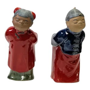 Pair Chinese Oriental Ceramic Traditional Happy Cute Couple Figures