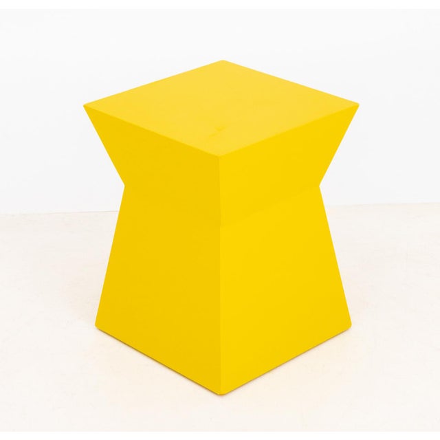 Wood Modern Yellow Geometric Design End Tables, Pair For Sale - Image 7 of 8