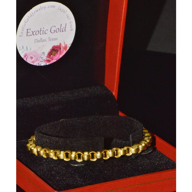 Vintage Italian Solid 18k Gold Rolo Link Stacking Chain Bracelet For Sale - Image 14 of 14