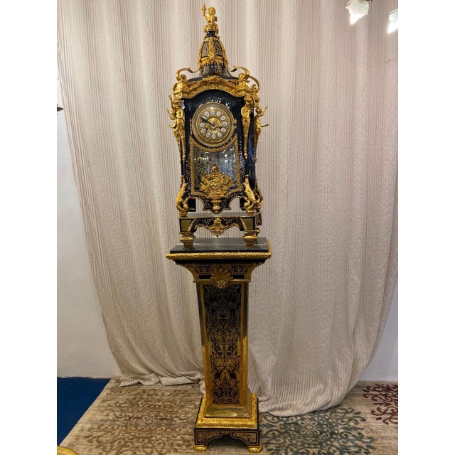 1960s 1960s French Louis XV Grandfather Clock Luxury Longcase Clock with Pedestal For Sale - Image 5 of 5