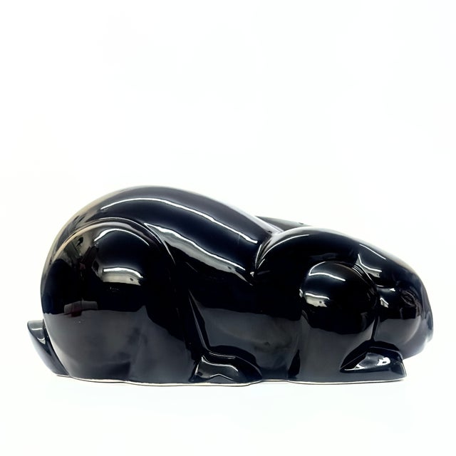 Black ceramic bunny. This is a gorgeous Art Deco revival sculptural black ceramic bunny with a glossy glaze, made by...