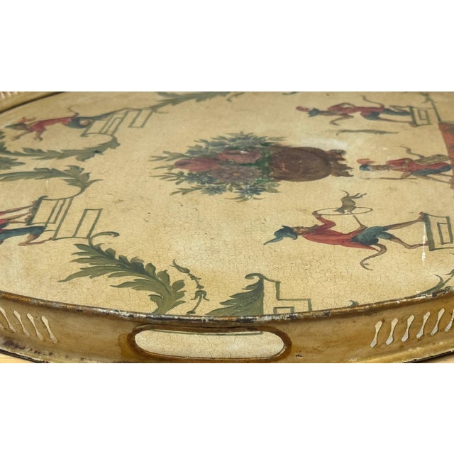Traditional Regency Painted Tole Tray with Chinoiserie Decoration, English or French For Sale - Image 3 of 18