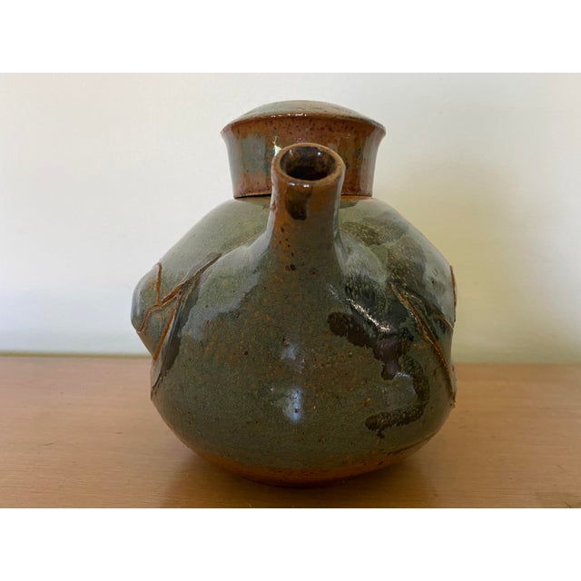Mid-Century Modern 1960s Brutalist Studio Pottery Stoneware Teapot With Abstract Glazing by Laura Vaughn For Sale - Image 3 of 13