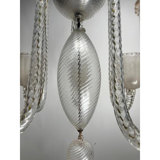Large Five-Arm Murano Glass Chandelier by Ercole Barovier, Italy, 1950s For Sale - Image 11 of 17