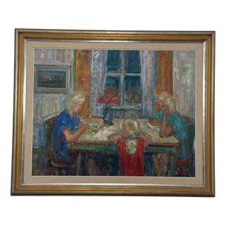 Eric With, Family, 1950s, Oil on Canvas, Framed For Sale