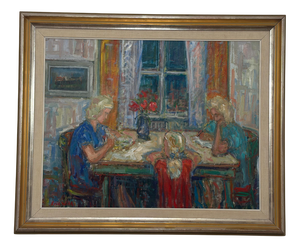 Eric With, Family, 1950s, Oil on Canvas, Framed