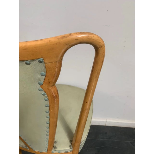 1940s Italian Aniline Leather and Lacquer Dining Chair from La Permanente Mobili Cantù, 1940s For Sale - Image 5 of 11