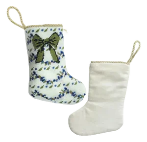 Classic Holiday Bow Needlepoint Stocking, Mini