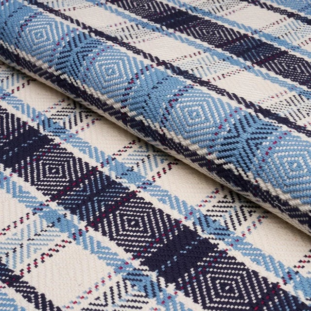 Schumacher Schumacher Heidi Check Fabric In Indigo For Sale - Image 4 of 4