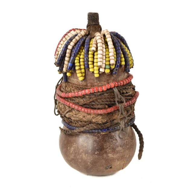 African Early 20th Century Nyamwezi Beaded Fertility Doll Gourd Tanzania For Sale - Image 3 of 9