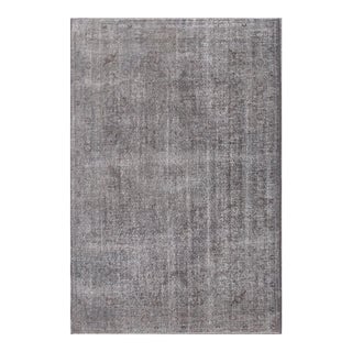 Distressed Overdyed Vintage Turkish Rug in Modern Design in Gray For Sale
