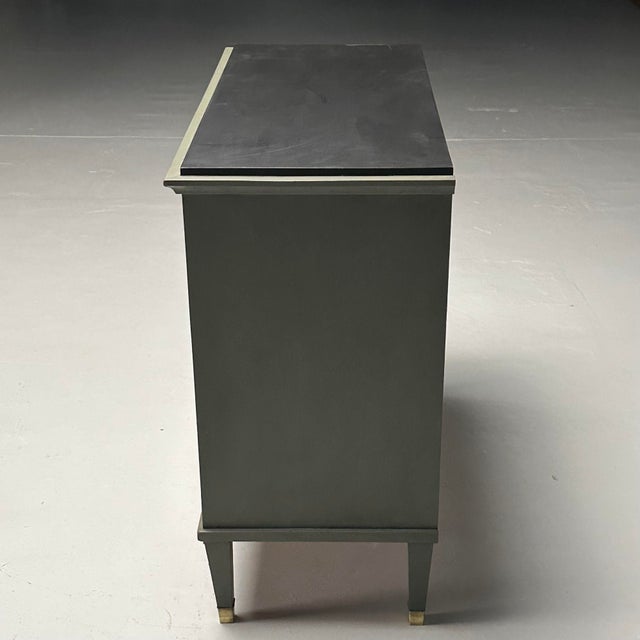 Gustavian, Swedish Commode, Green Paint, Pinewood, Brass, Sweden, 1970s For Sale - Image 9 of 10