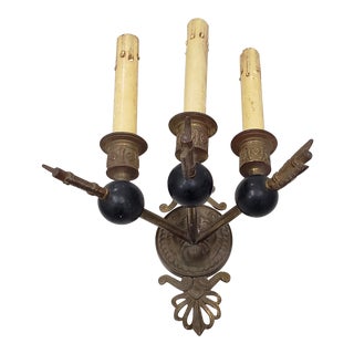 Antique Bronze Wall Sconce With Lions Head and Arrows For Sale