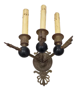 Antique Bronze Wall Sconce With Lions Head and Arrows