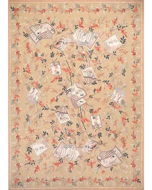 Handwoven Japanese Style Aubusson Area Rug 9'0" X 12'0"