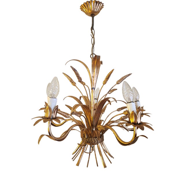 Vintage 5-Light Florentine Chandelier, Italy, 1960s For Sale