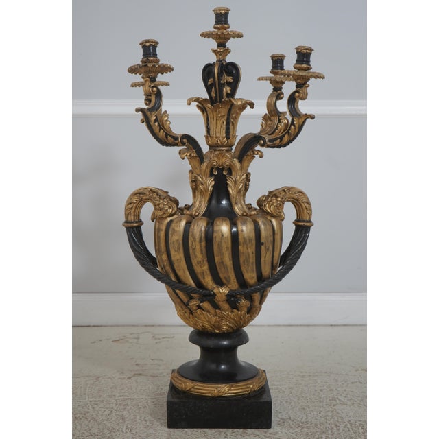 Italian Pair Large Monumental Marble Base Candelabras For Sale - Image 3 of 14